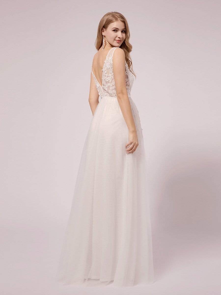COLOR=White | Sexy See through Applique Tulle Maternity Dresses-White 3