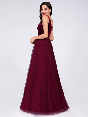 COLOR=Burgundy | Shimmery Floor Length Burgundy Prom Dress-Burgundy 5