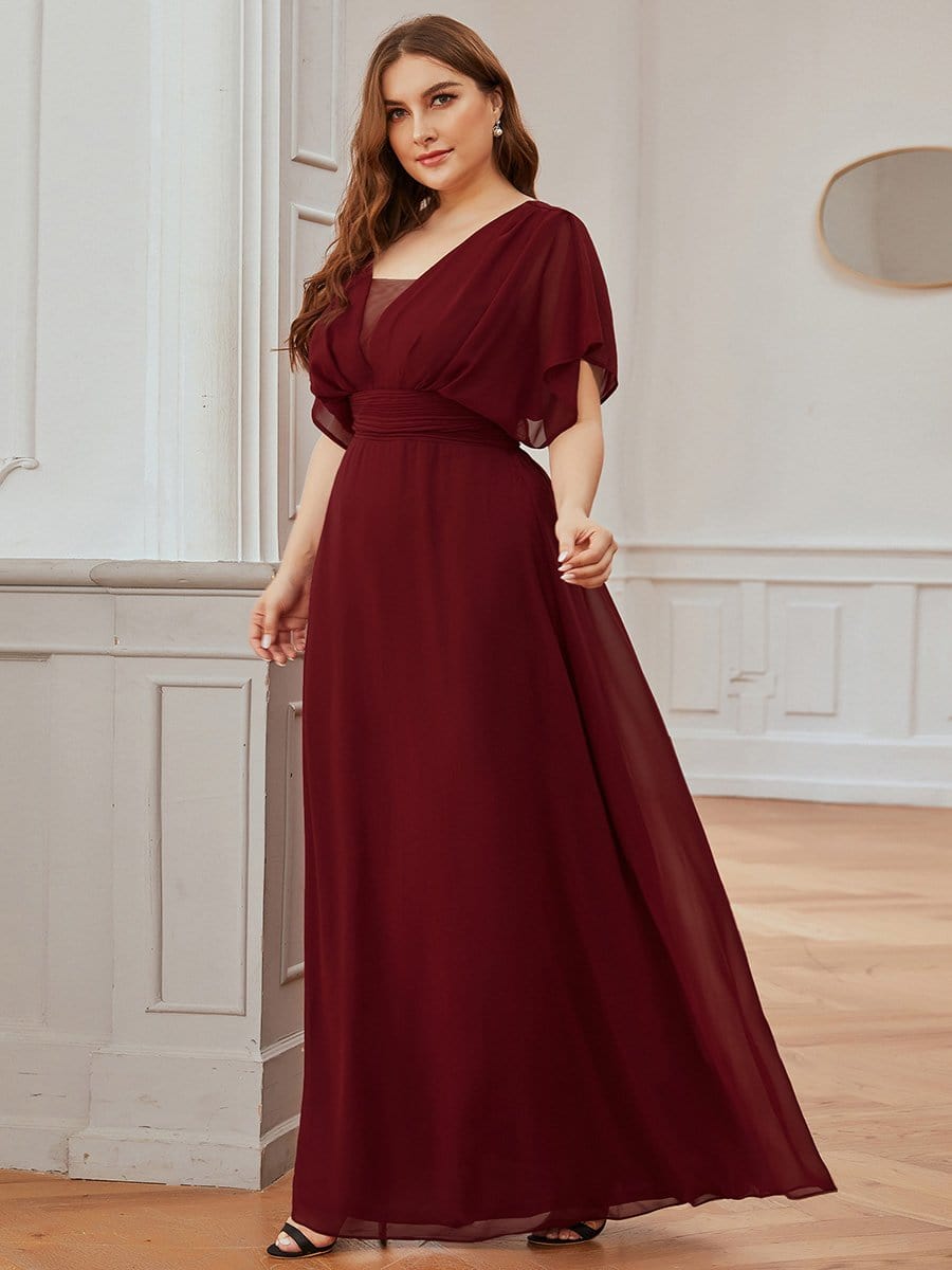 COLOR=Burgundy | Women'S A-Line Empire Waist Evening Party Maxi Dress-Burgundy 8
