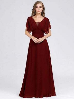 COLOR=Burgundy | Women'S A-Line Empire Waist Evening Party Maxi Dress-Burgundy 5