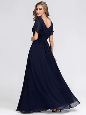 Color=Navy Blue | Women'S A-Line Empire Waist Evening Party Maxi Dress-Navy Blue 1