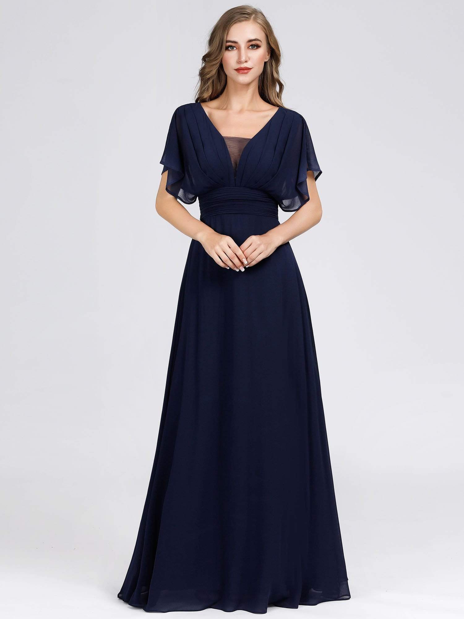 Color=Navy Blue | Women'S A-Line Empire Waist Evening Party Maxi Dress-Navy Blue 3