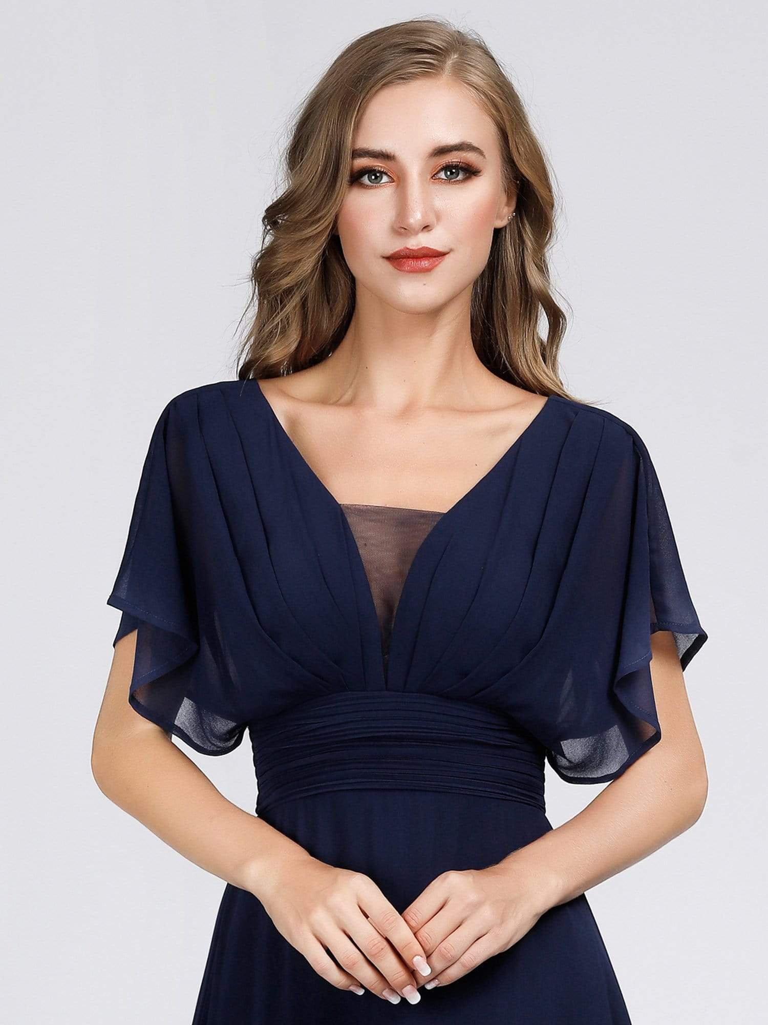 Color=Navy Blue | Women'S A-Line Empire Waist Evening Party Maxi Dress-Navy Blue 4