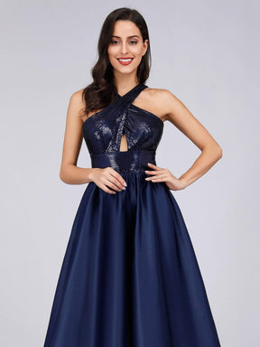 Color=Navy Blue | Cold Shoulder Sequin Prom Dresses For Women-Navy Blue 5