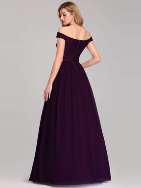 Color=Dark Purple | Women'S A-Line Off Shoulder Floor-Length Bridesmaid Dress-Dark Purple 2