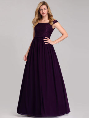 Color=Dark Purple | Women'S A-Line Off Shoulder Floor-Length Bridesmaid Dress-Dark Purple 3