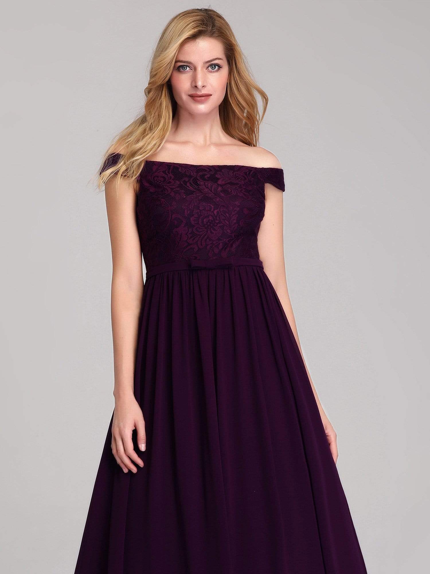 Color=Dark Purple | Women'S A-Line Off Shoulder Floor-Length Bridesmaid Dress-Dark Purple 5