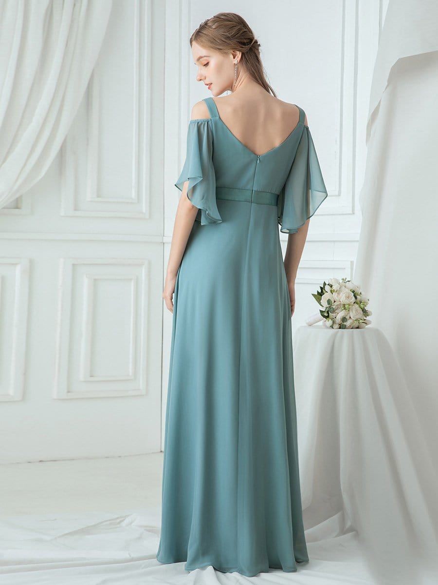 dusty blue bridesmaid dresses off shoulder Simple Blue Spaghetti Straps Backless A-Line Prom Dresses – luladress main image 0