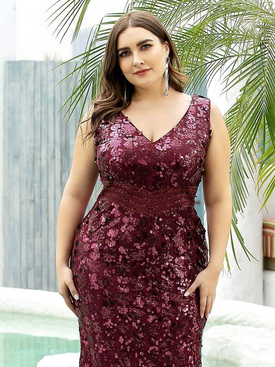 Color=Burgundy | Mermaid Sequin Dresses For Women-Burgundy 10