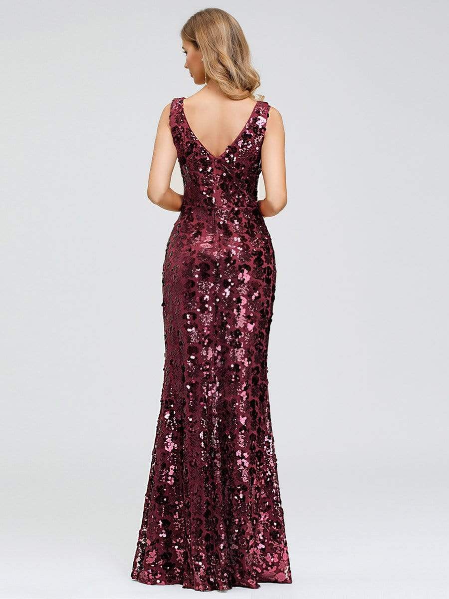 Color=Burgundy | Mermaid Sequin Dresses For Women-Burgundy 2