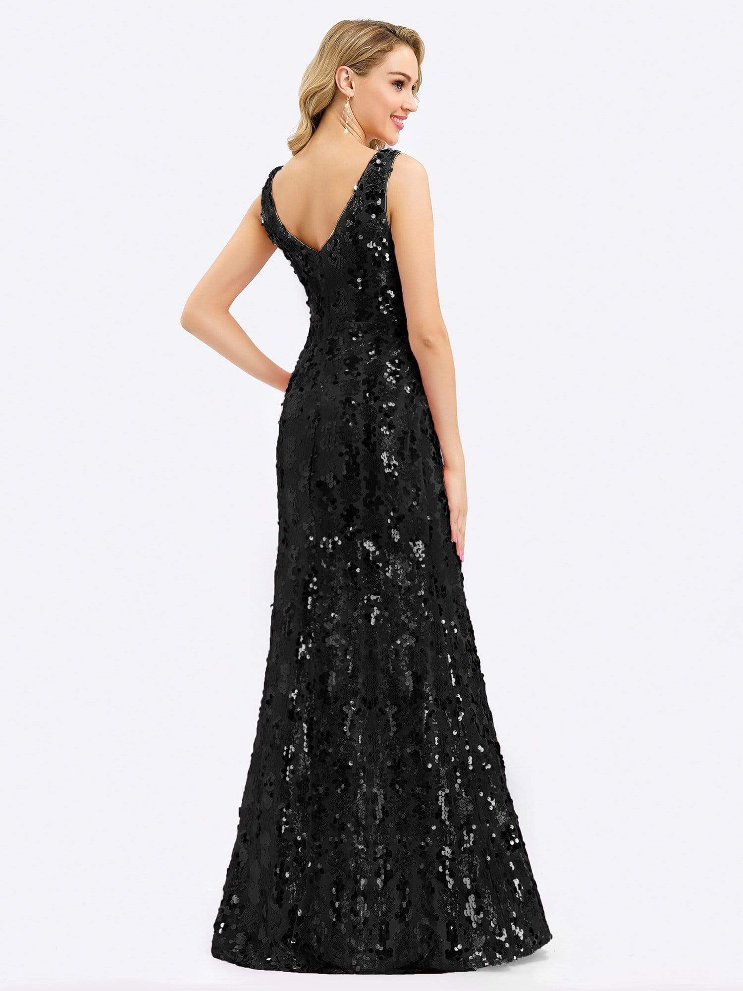 Color=Black | Mermaid Sequin Dresses For Women-Black 2