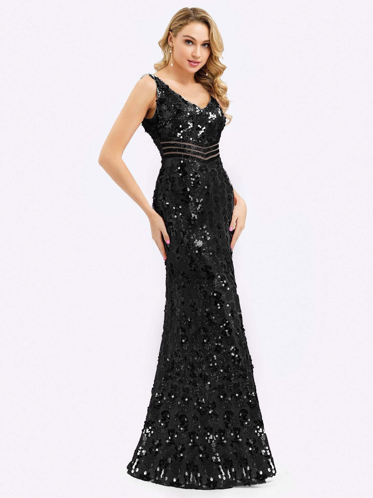 Color=Black | Mermaid Sequin Dresses For Women-Black 3