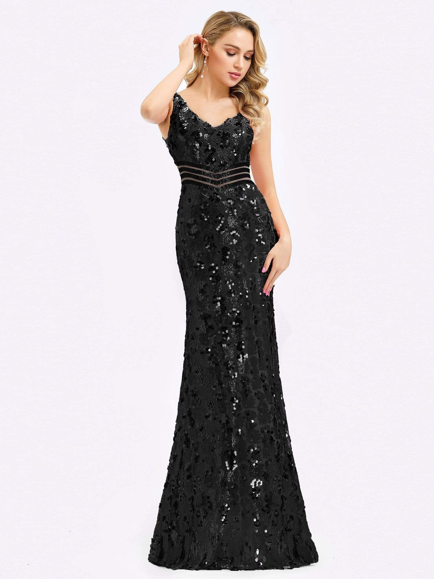 Color=Black | Mermaid Sequin Dresses For Women-Black 4