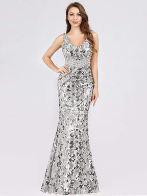 Color=Grey | Mermaid Sequin Dresses For Women-Grey 1
