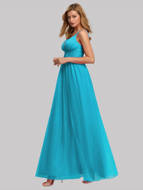 Color=Sky Blue | Women'S V-Neck Spaghetti Straps Evening Party Maxi Dress-Sky Blue 3