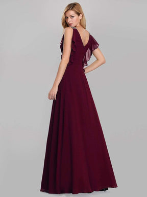 Color=Burgundy | Women'S A-Line Sleeveless Evening Party Bridesmaid Dress-Burgundy 2