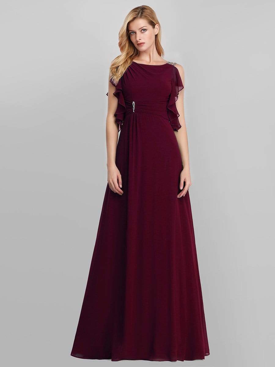 Color=Burgundy | Women'S A-Line Sleeveless Evening Party Bridesmaid Dress-Burgundy 4