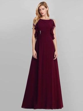 Color=Burgundy | Women'S A-Line Sleeveless Evening Party Bridesmaid Dress-Burgundy 4