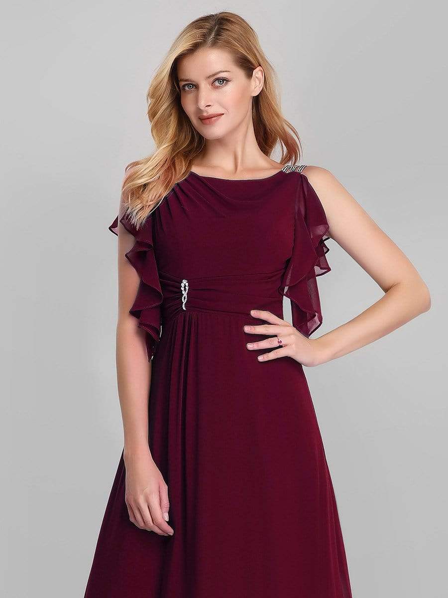 Color=Burgundy | Women'S A-Line Sleeveless Evening Party Bridesmaid Dress-Burgundy 5