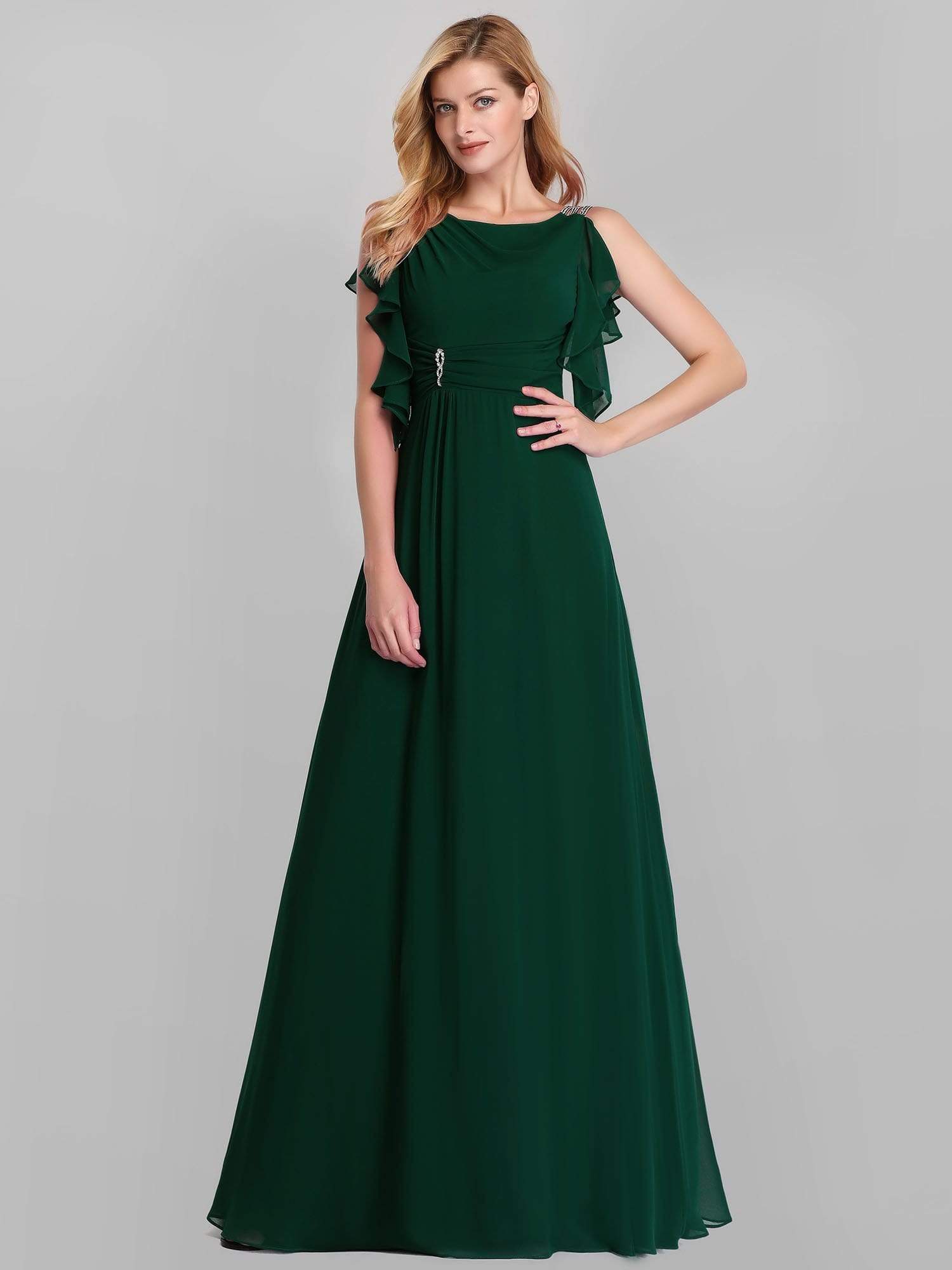 Color=Dark Green | Women'S A-Line Sleeveless Evening Party Bridesmaid Dress-Dark Green 4