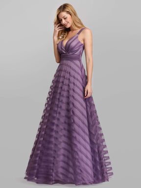 Color=Lavender | Women'S Deep V-Neck A-Line Wedding Bridesmaid Dress-Lavender 3