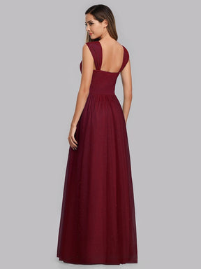 Color=Burgundy | Women'S A-Line V-Neck Sleeveless Floor Length Bridesmaid Dresses-Burgundy 6