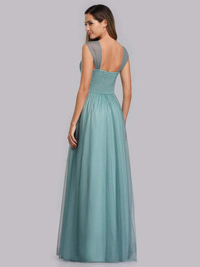 Color=Dusty Blue | Women'S A-Line V-Neck Sleeveless Floor Length Bridesmaid Dresses-Dusty Blue 3