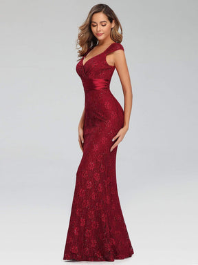 Color=Burgundy | Women'S V-Neck Glitter Sequin Dress Bodycon Maxi Evening Dress-Burgundy 3