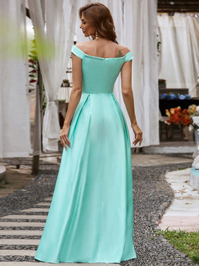 Color=Aqua | Women's A-Line V-Neck Off Shoulder Evening Dress-Aqua 2