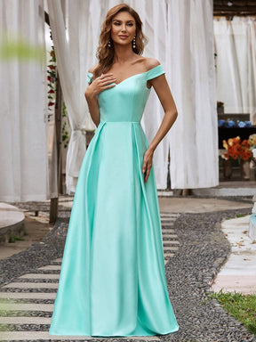 Color=Aqua | Women's A-Line V-Neck Off Shoulder Evening Dress-Aqua 1
