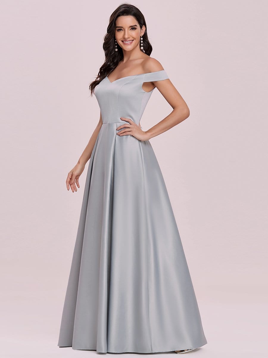 Women s A Line V Neck Off Shoulder Evening Dress