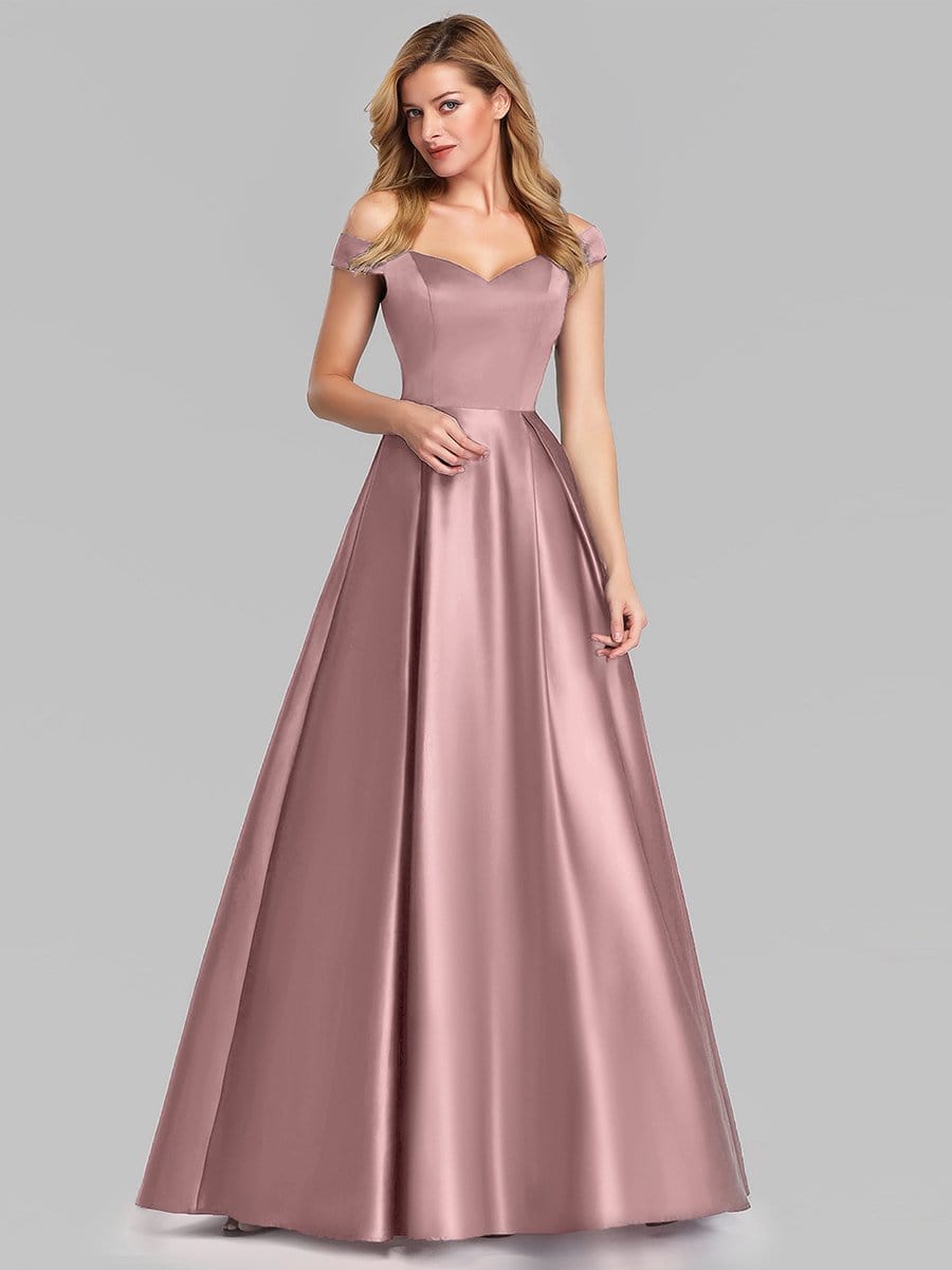 Color=Orchid | Women's A-Line V-Neck Off Shoulder Evening Dress-Orchid 4