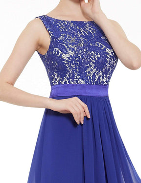 Color=Sapphire Blue | Sleeveless Long Evening Dress With Lace Bodice-Sapphire Blue 6