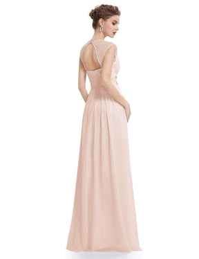 COLOR=Blush | Sleeveless Grecian Style Evening Dress-Blush 2