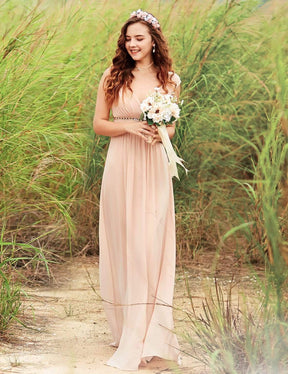 COLOR=Blush | Sleeveless Grecian Style Evening Dress-Blush 4