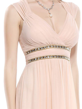 COLOR=Blush | Sleeveless Grecian Style Evening Dress-Blush 3