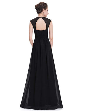 COLOR=Black | Sleeveless Grecian Style Evening Dress-Black 3