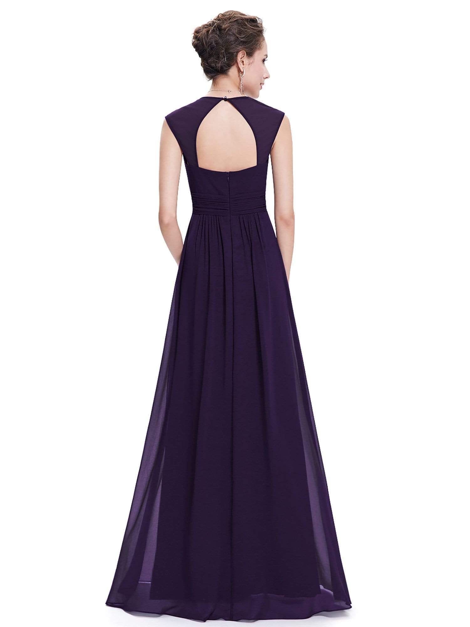COLOR=Dark Purple | Sleeveless Grecian Style Evening Dress-Dark Purple 2