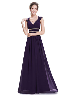 COLOR=Dark Purple | Sleeveless Grecian Style Evening Dress-Dark Purple 3