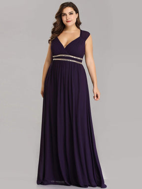 COLOR=Dark Purple | Sleeveless Grecian Style Evening Dress-Dark Purple 5