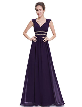 COLOR=Dark Purple | Sleeveless Grecian Style Evening Dress-Dark Purple 1