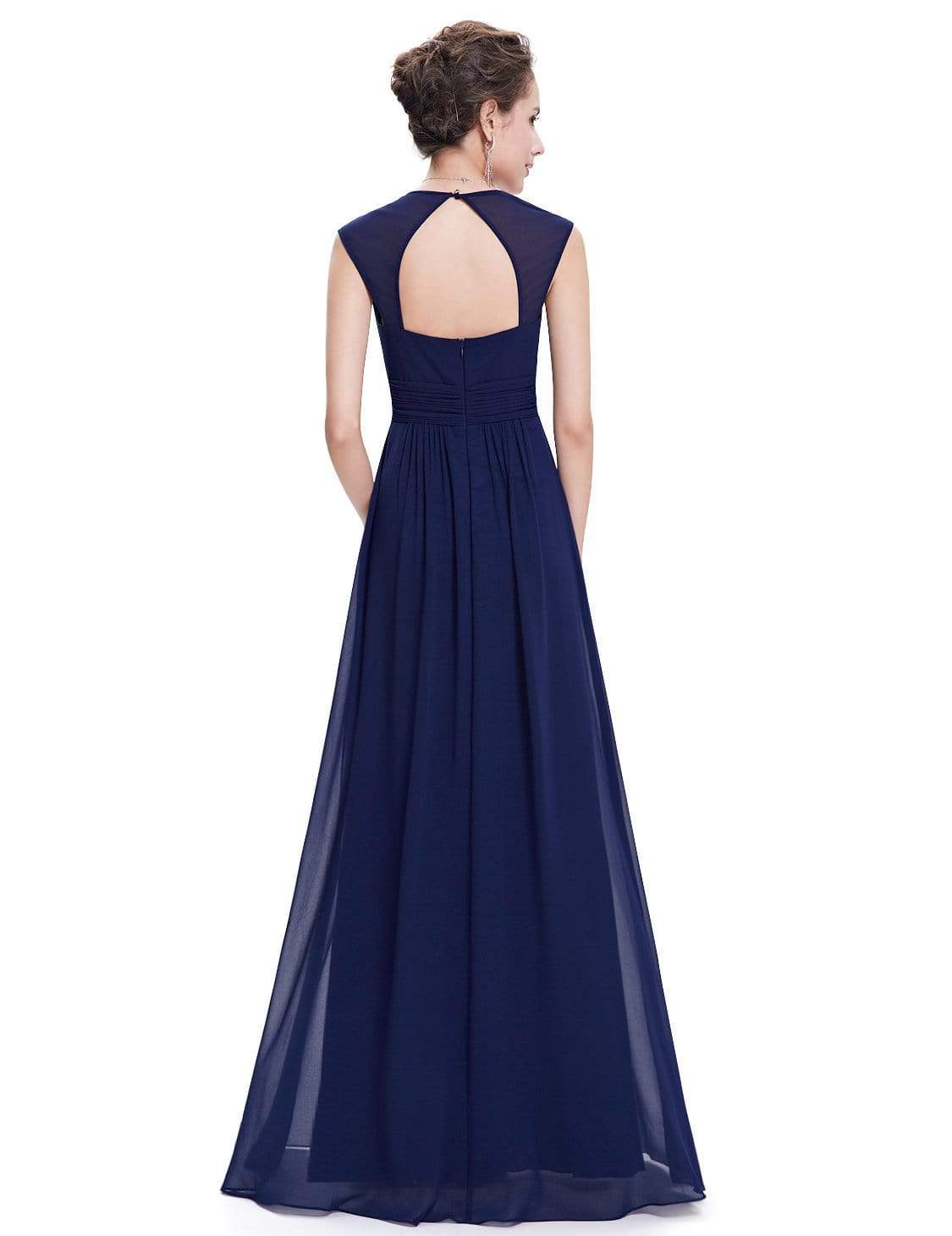 COLOR=Navy Blue | Sleeveless Grecian Style Evening Dress-Navy Blue 2