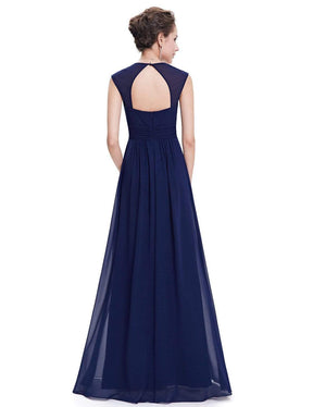 COLOR=Navy Blue | Sleeveless Grecian Style Evening Dress-Navy Blue 2