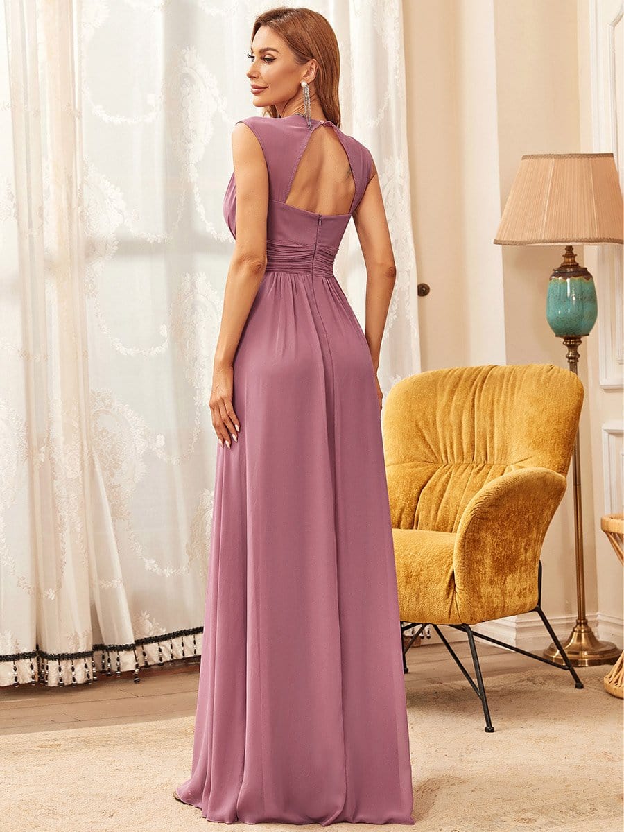 COLOR=Purple Orchid | Sleeveless Grecian Style Evening Dress-Purple Orchid 2