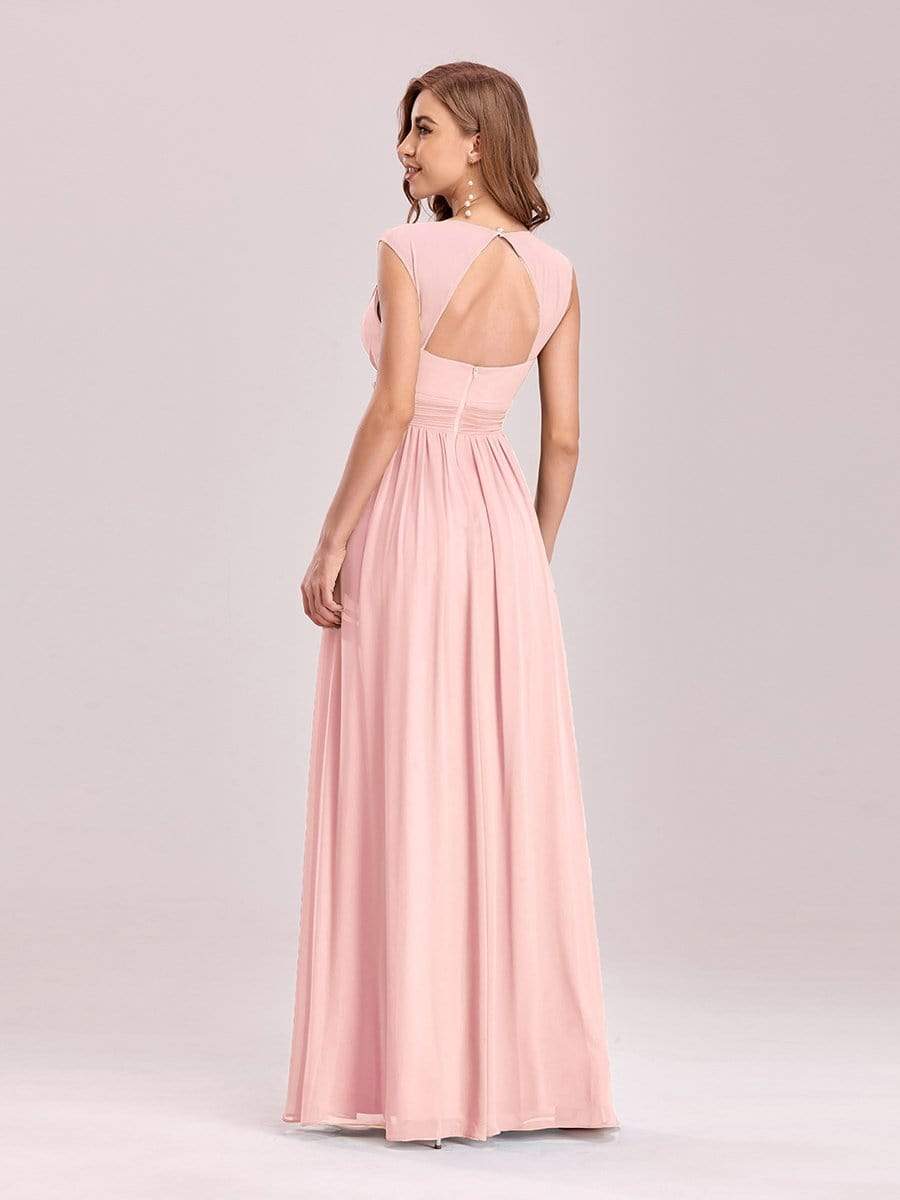 COLOR=Pink | Sleeveless Grecian Style Evening Dress-Pink 2