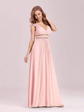 COLOR=Pink | Sleeveless Grecian Style Evening Dress-Pink 4