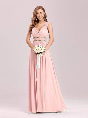 COLOR=Pink | Sleeveless Grecian Style Evening Dress-Pink 5