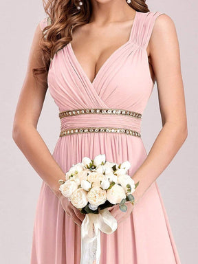COLOR=Pink | Sleeveless Grecian Style Evening Dress-Pink 6
