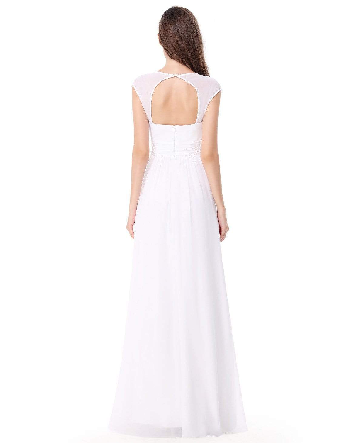 COLOR=White | Sleeveless Grecian Style Evening Dress-White 4