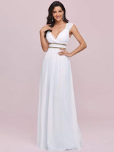 COLOR=White | Sleeveless Grecian Style Evening Dress-White 1